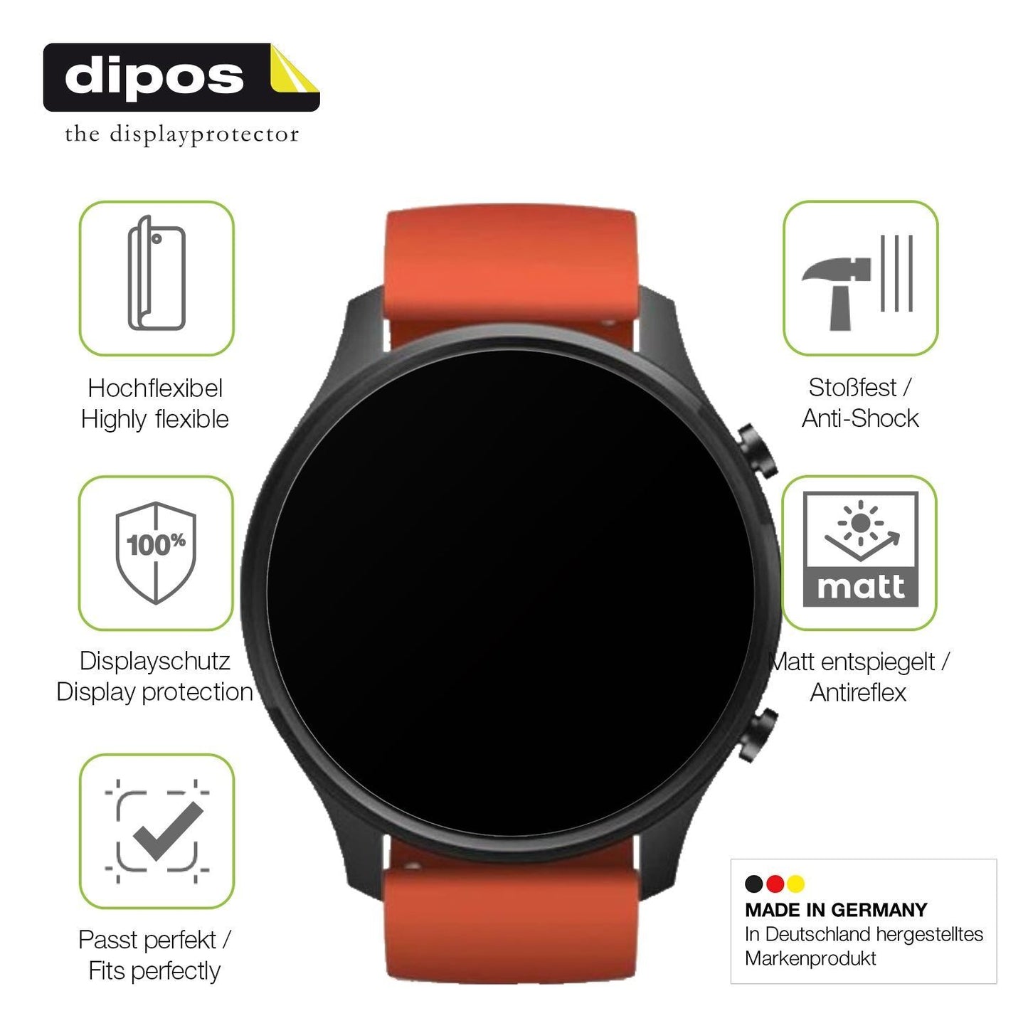 2x Full Cover Schutzfolie matt für Xiaomi Mi Watch (7)