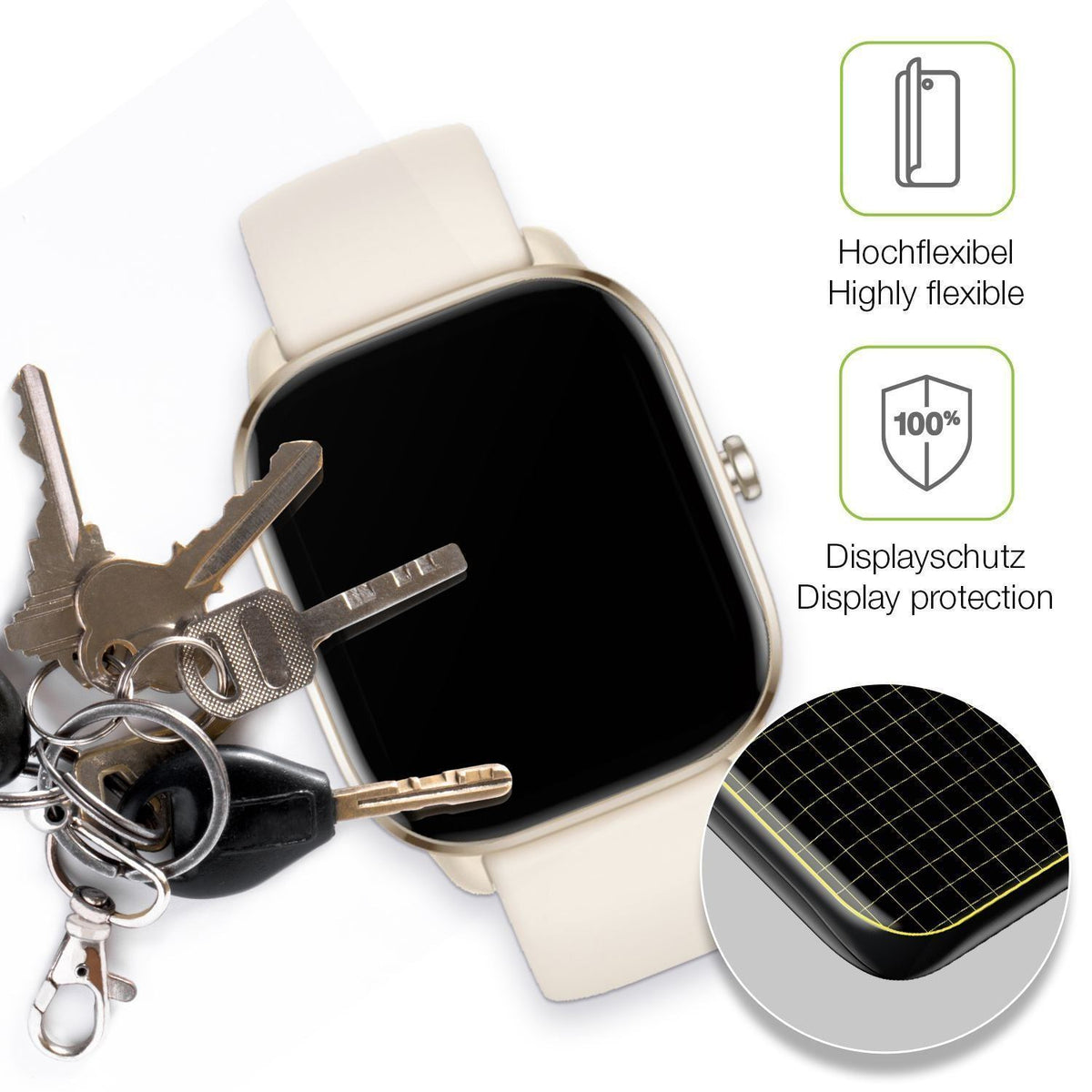 2x Full Cover Schutzfolie matt für Amazfit GTS 4 m (3)
