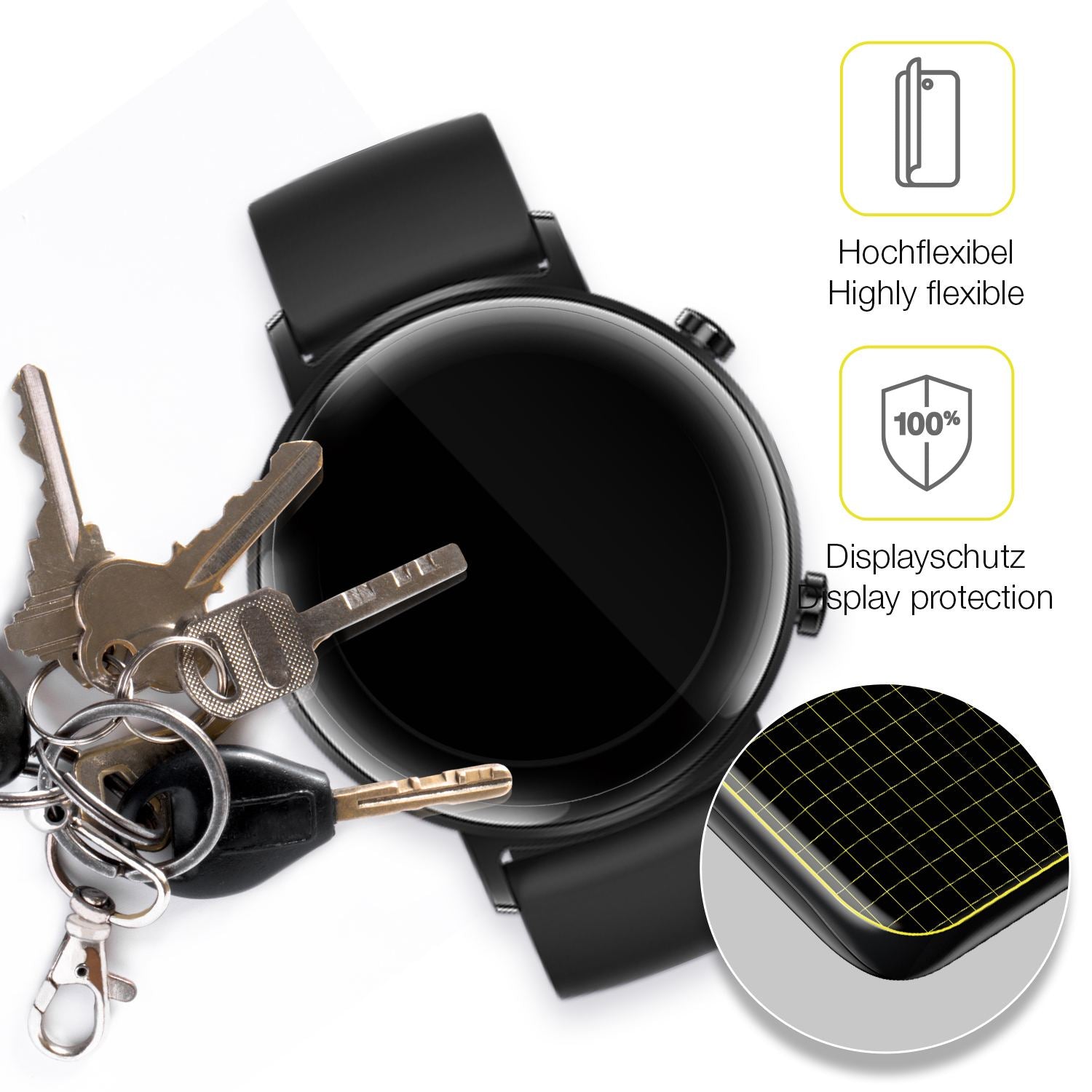 2x 3D Full Cover Schutzfolie für Huawei Watch GT2  (3)