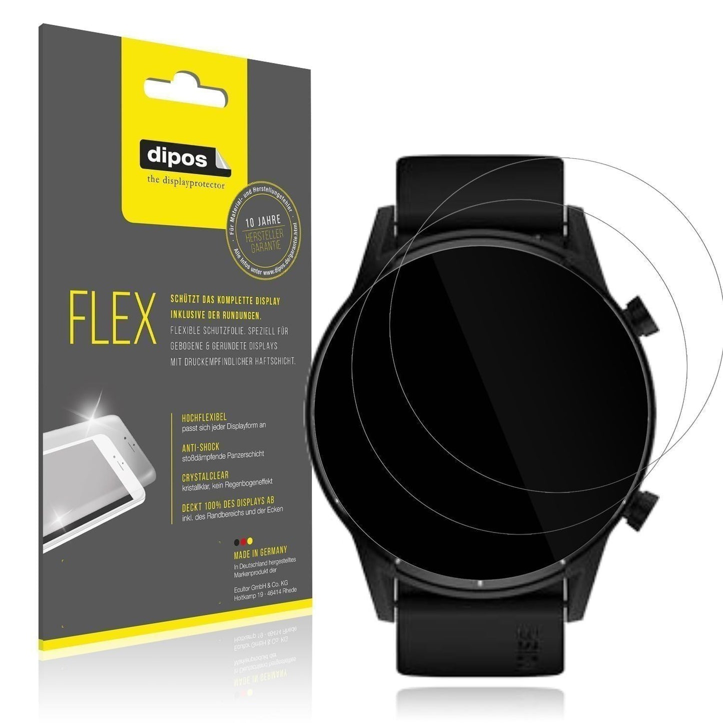 2x 3D Full Cover Schutzfolie für Tecno Watch Pro 2 (1)