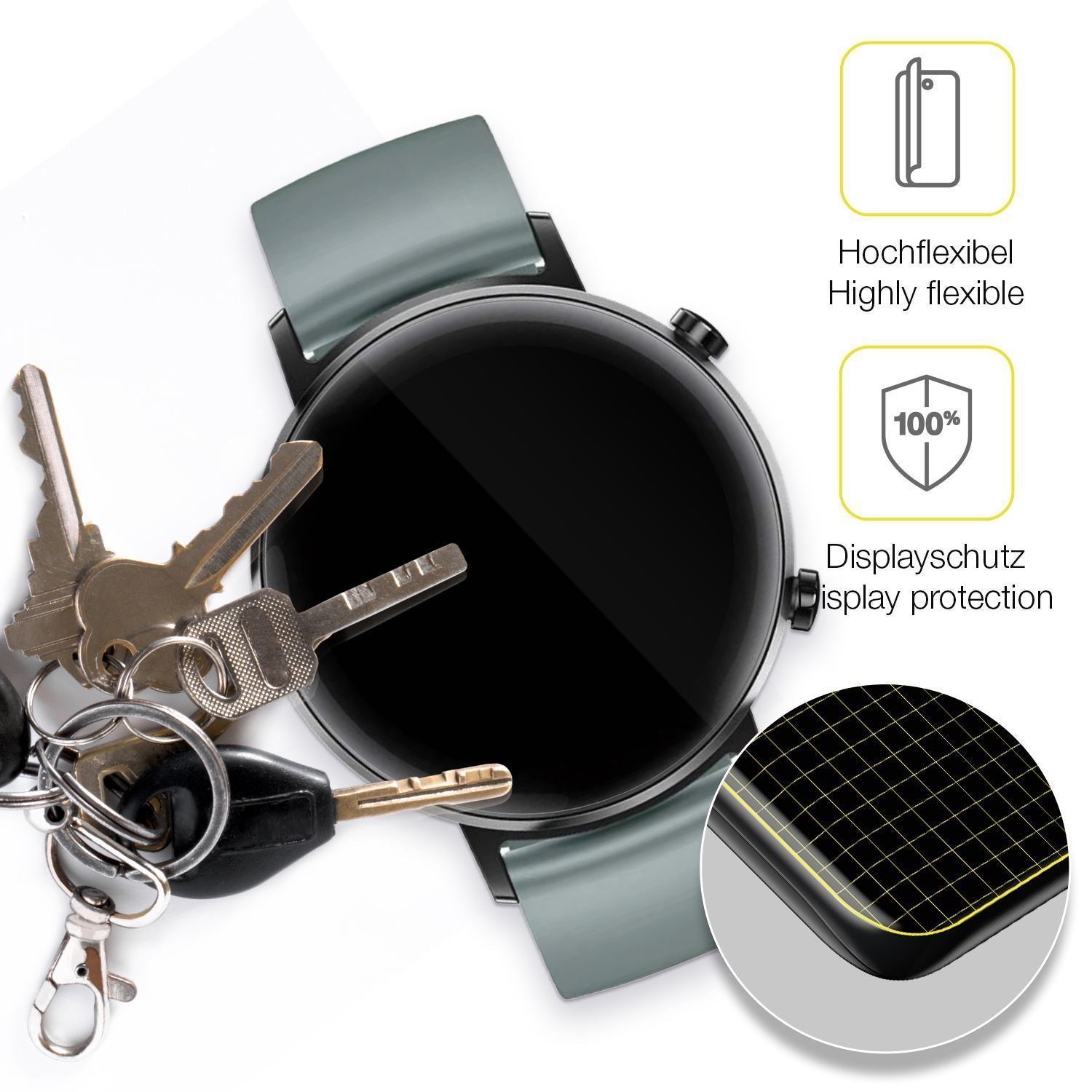 2x 3D Full Cover Schutzfolie für Huawei Watch GT 2 (3)