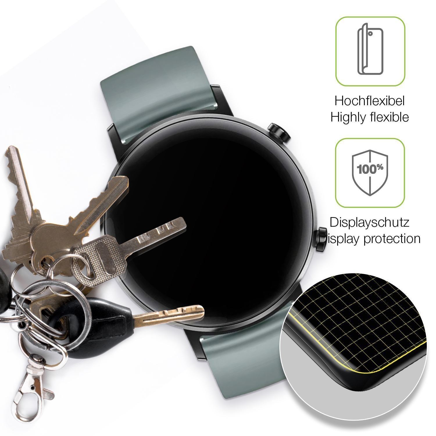 2x Full Cover Schutzfolie matt für Huawei Watch GT (3)