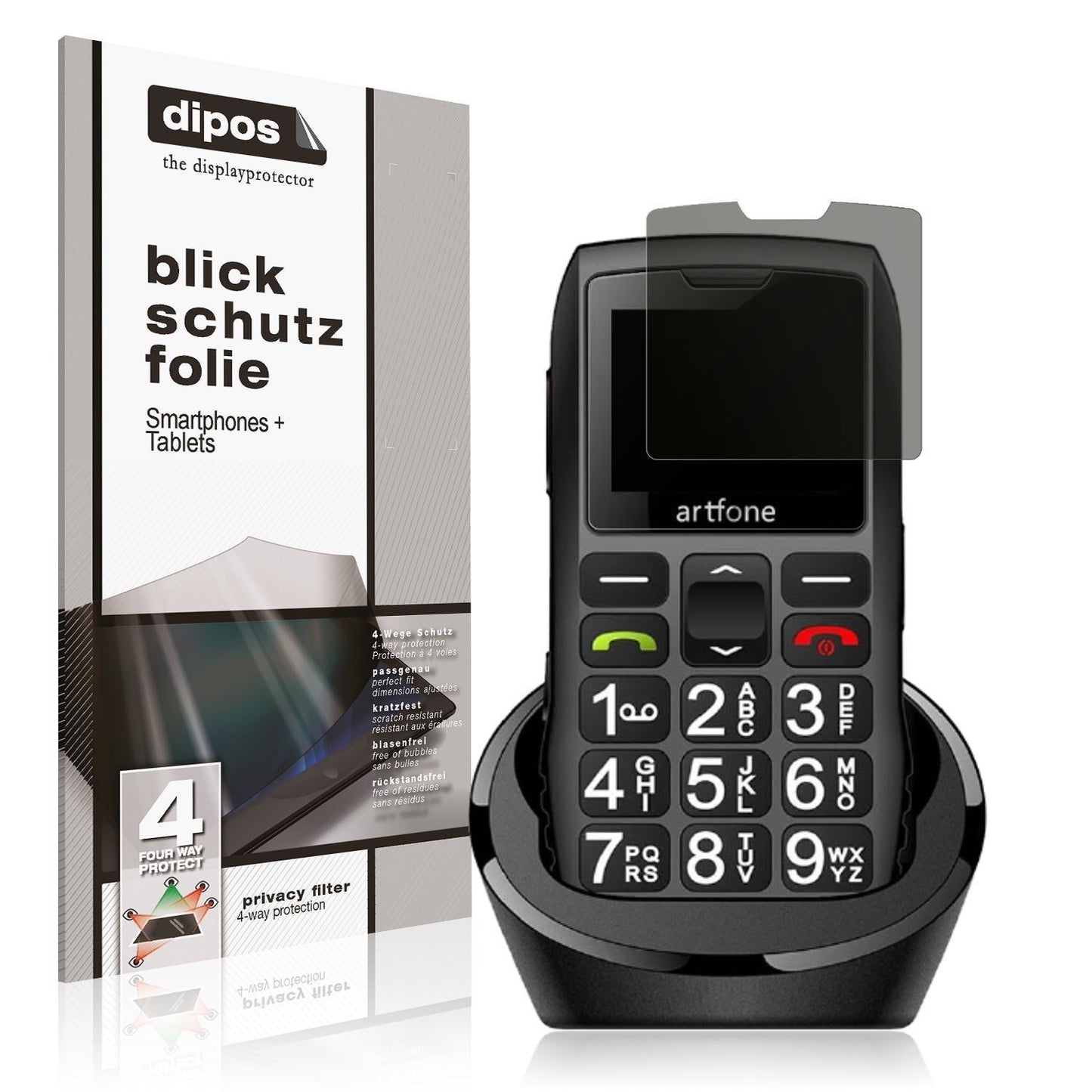 Blickschutzfolie für artfone C1+ Seniorenhandy mat (1)