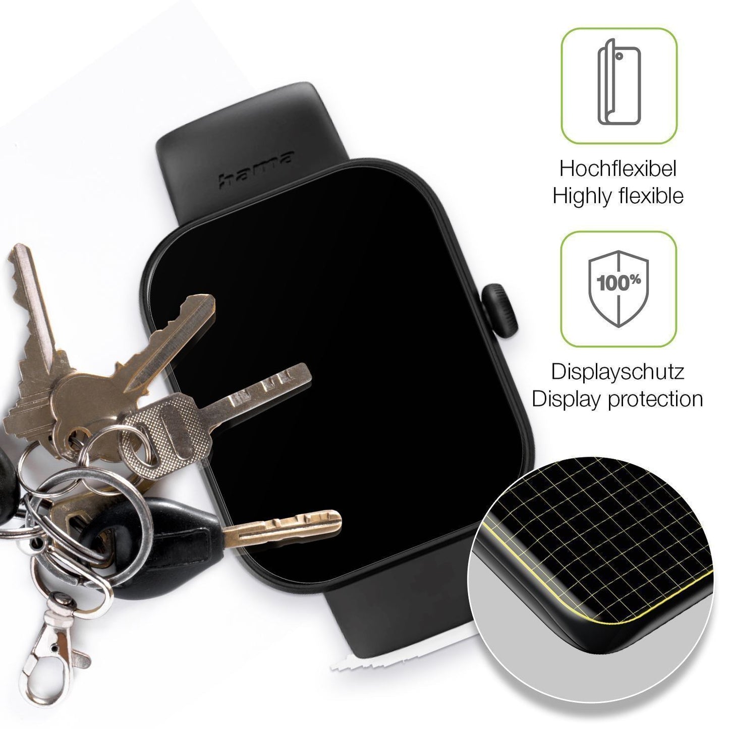 2x Full Cover Schutzfolie matt für Hama Fit Watch  (3)