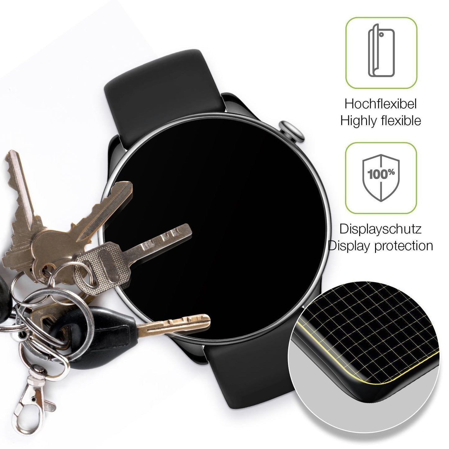 2x Full Cover Schutzfolie matt für Amazfit GTR min (3)