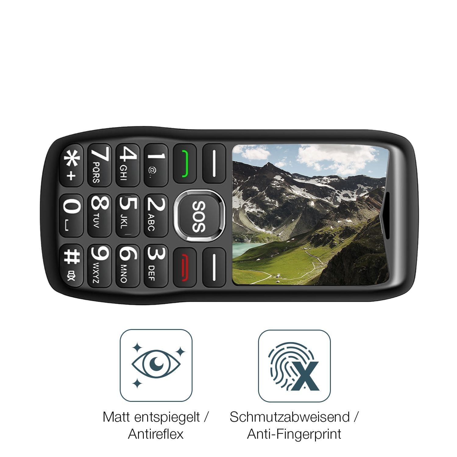 2x 9H Schutzfolie matt für Guwet D1 Seniorenhandy  (5)