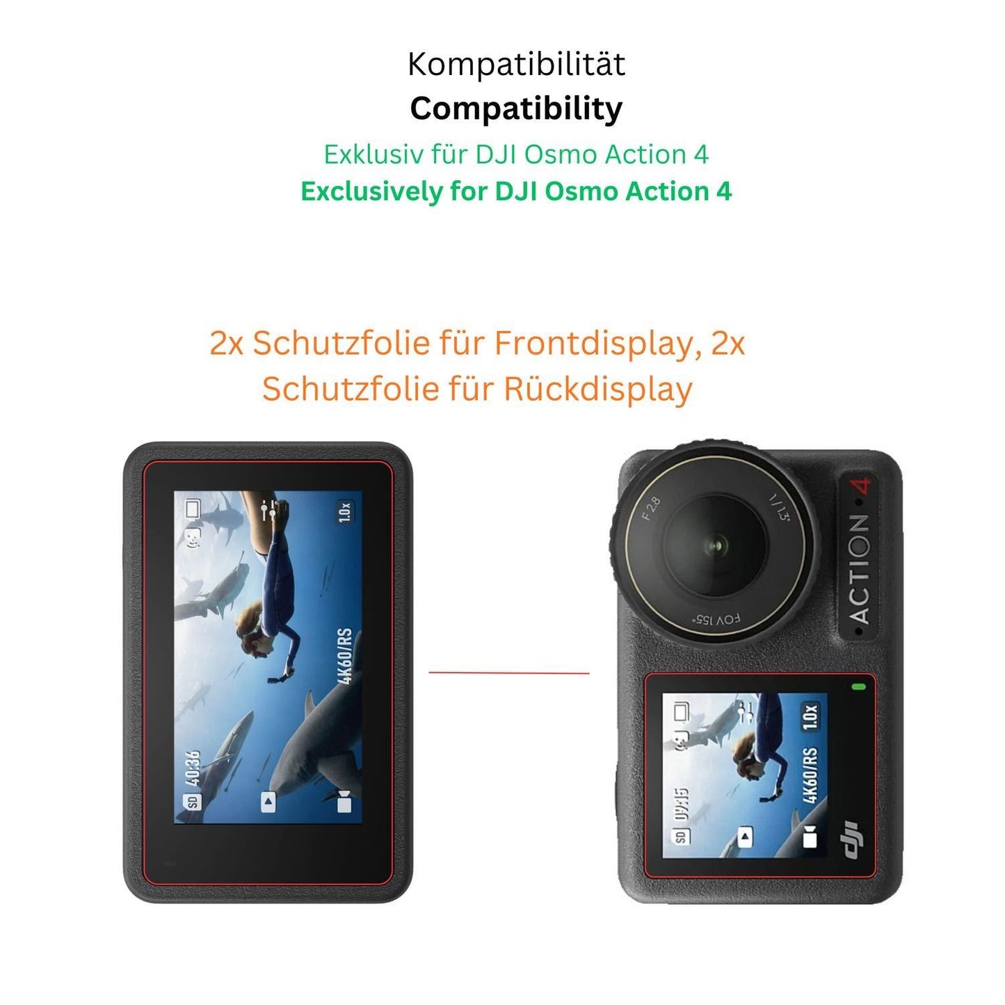 4x Schutzfolie klar für DJI Osmo Action 4 Display- (2)
