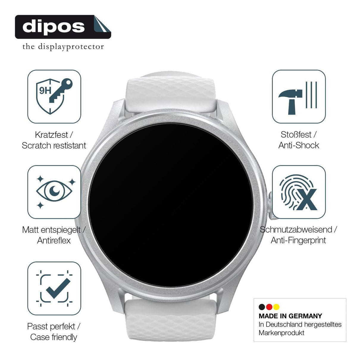2x 9H Schutzfolie matt für Hama 5010 Smartwatch Pa (7)