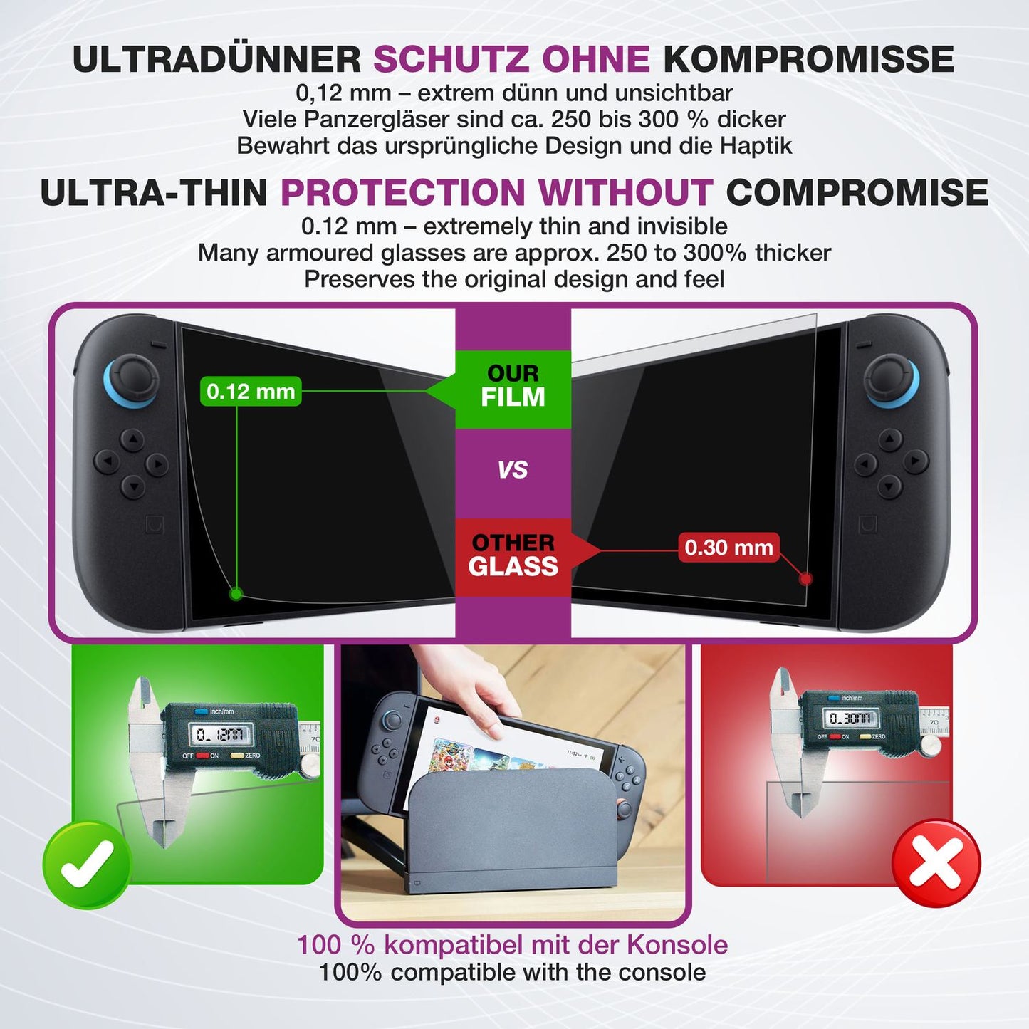2x Schutzfolie klar für Nintendo Switch 2 2025 Dis (6)