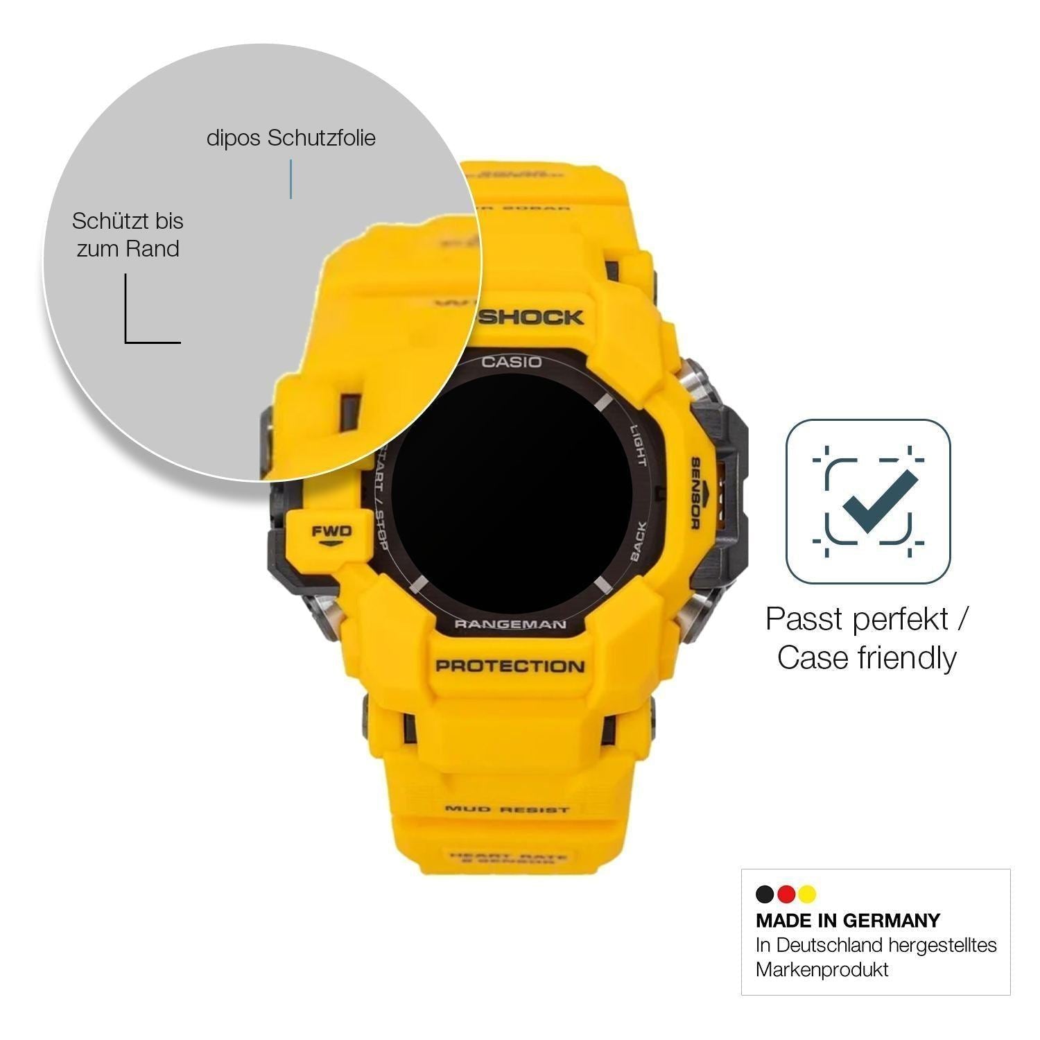 2x 9H Schutzfolie matt für Casio G-Shock GPR H1000 (6)