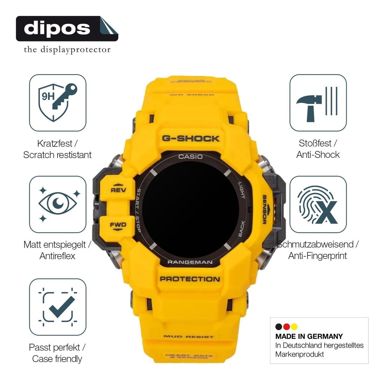 2x 9H Schutzfolie matt für Casio G-Shock GPR H1000 (7)