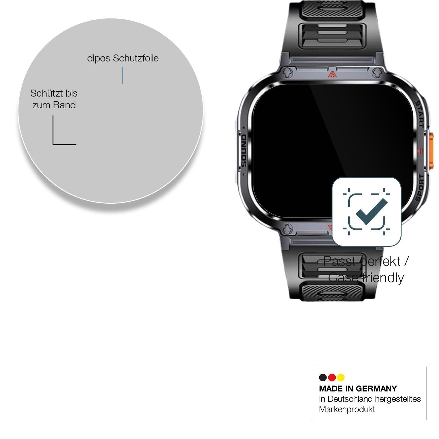 2x 9H Schutzfolie für Shepatio 71800b Smartwatch P (6)