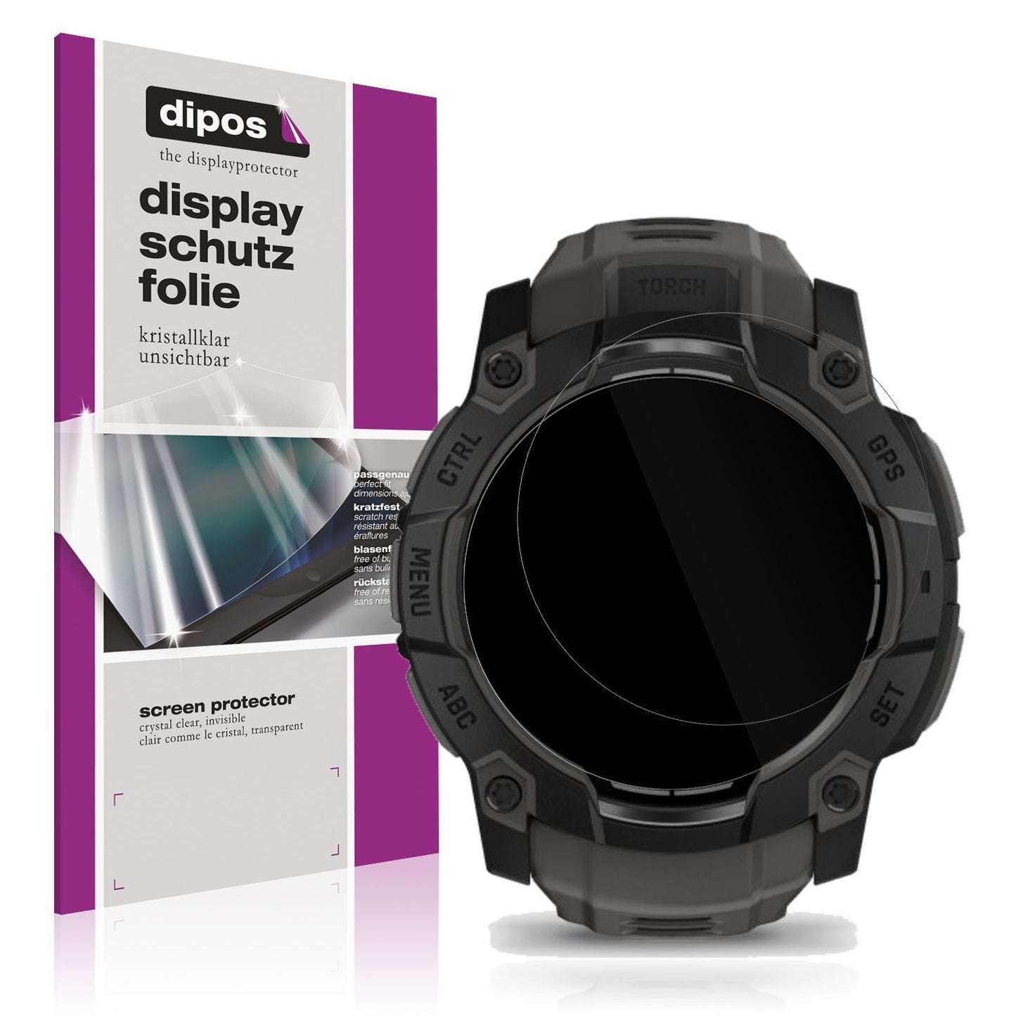 6x Schutzfolie klar für Garmin Instinct 3 50mm Dis (1)