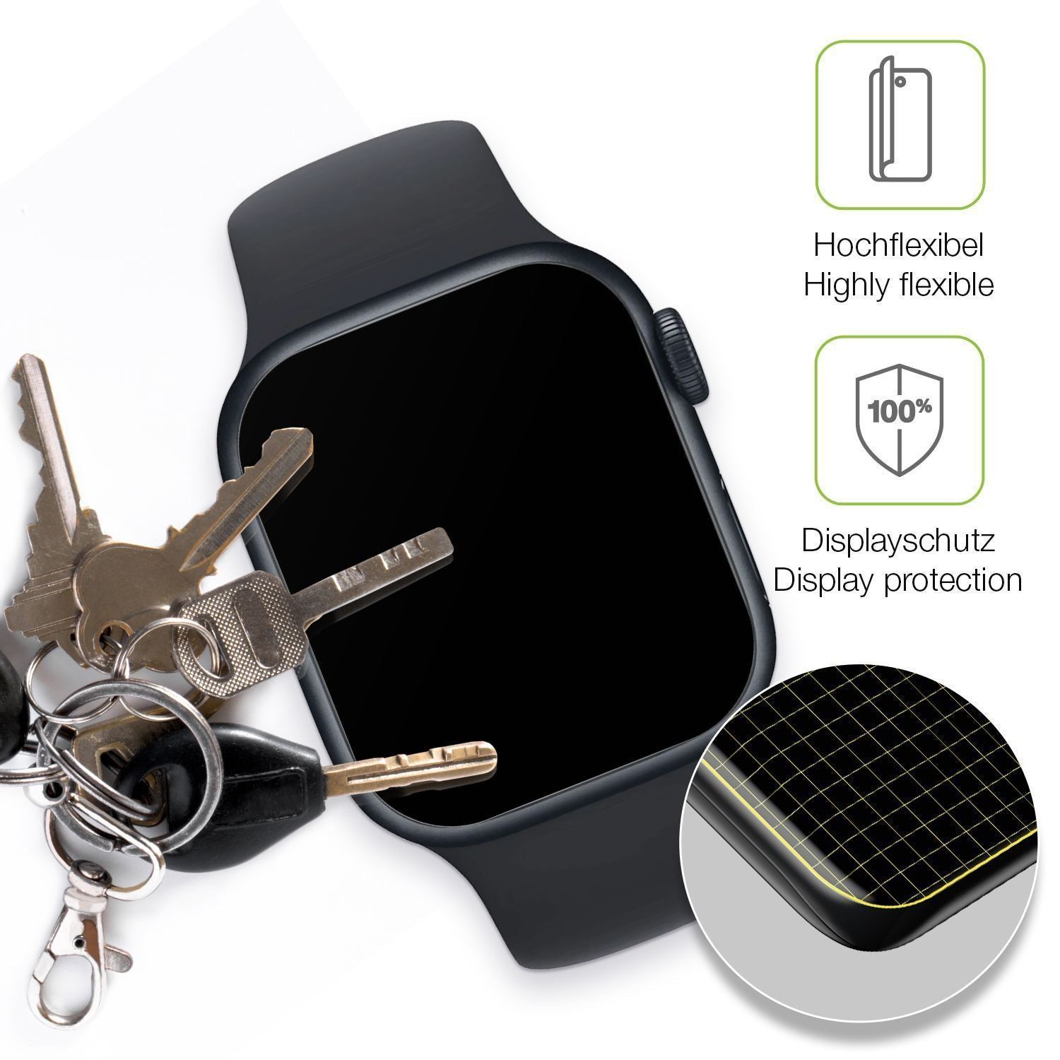 2x Full Cover Schutzfolie matt für Apple Watch Ser (3)