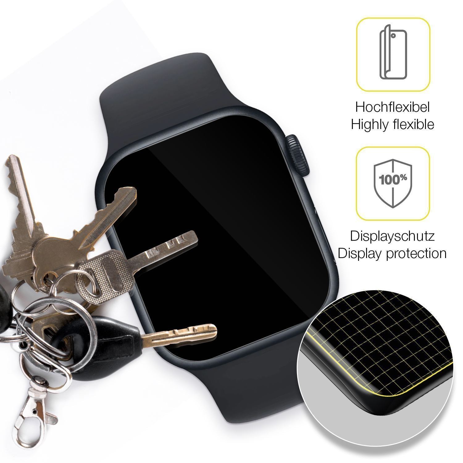 2x 3D Full Cover Schutzfolie für Apple Watch Serie (3)