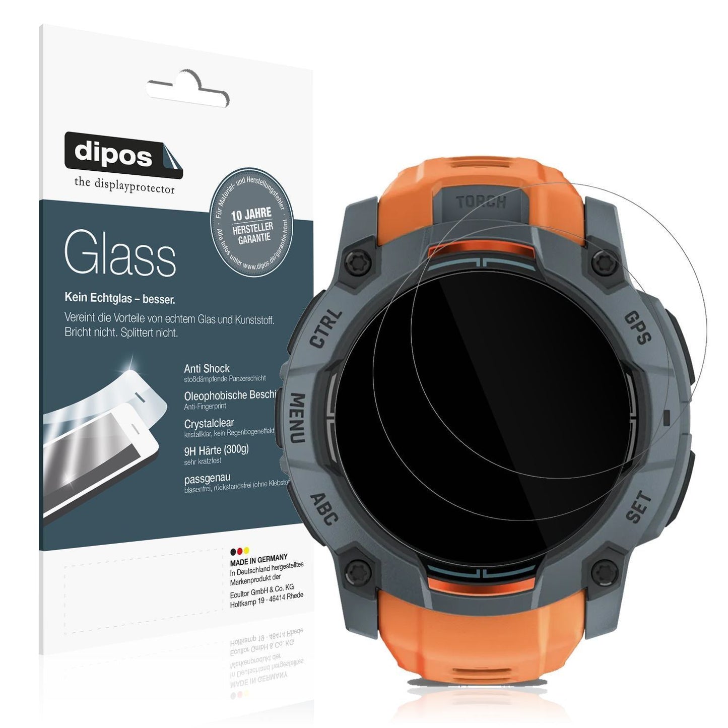2x 9H Schutzfolie für Garmin Instinct 3 Solar (50  (1)