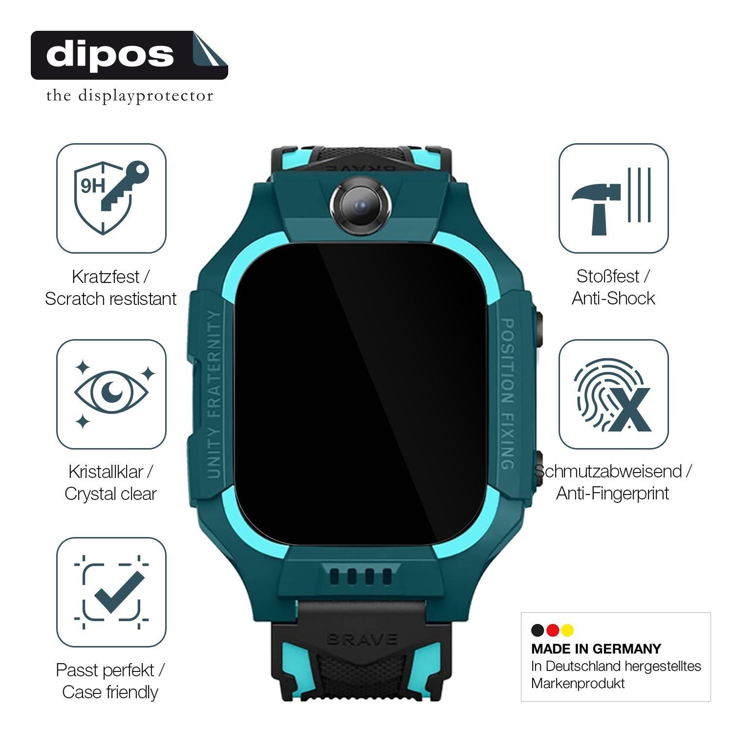 2x 9H Schutzfolie für xO Kids Smartwatch H100 Panz (7)
