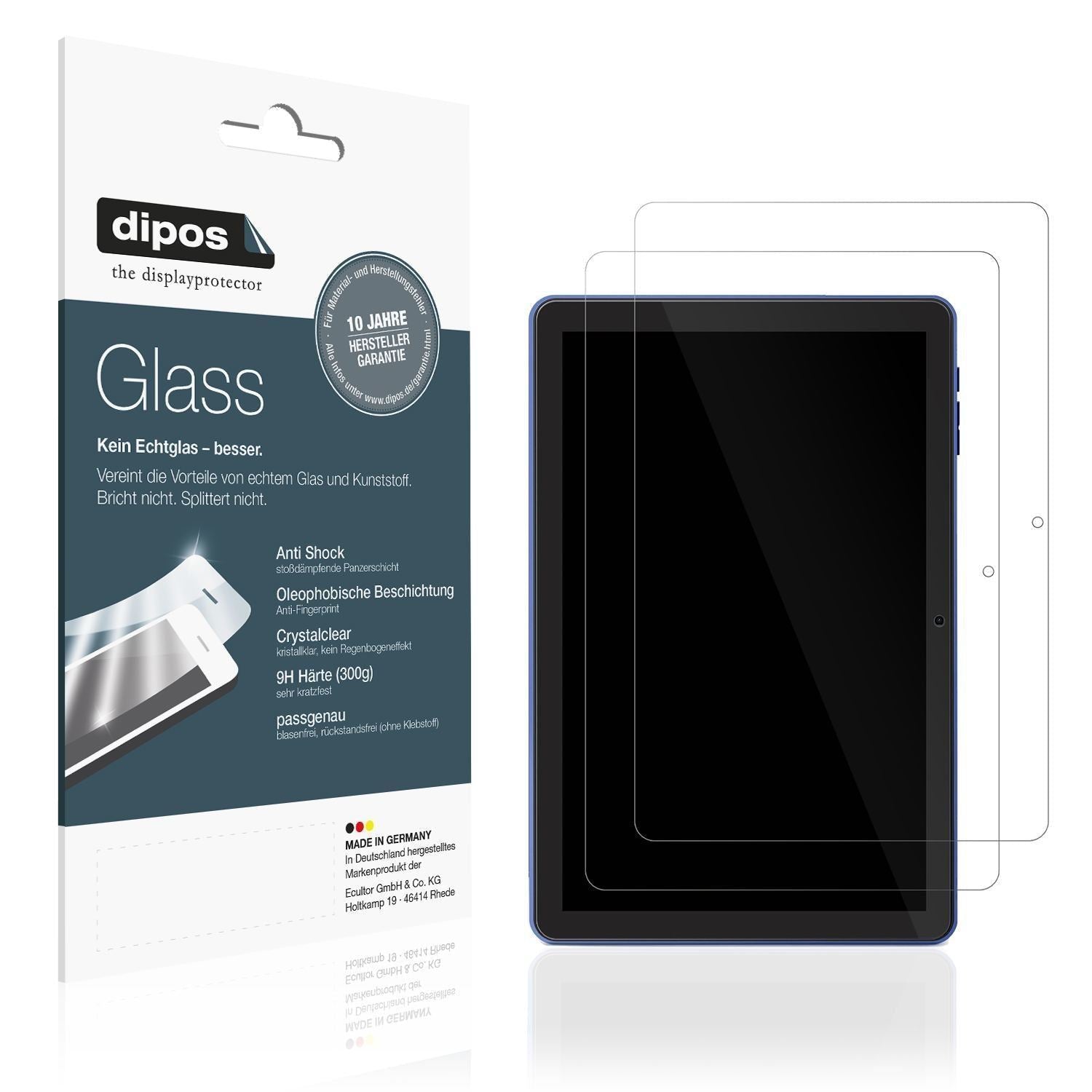 2x 9H Schutzfolie für Pritom 10 Zoll Tablet Panzer (1)