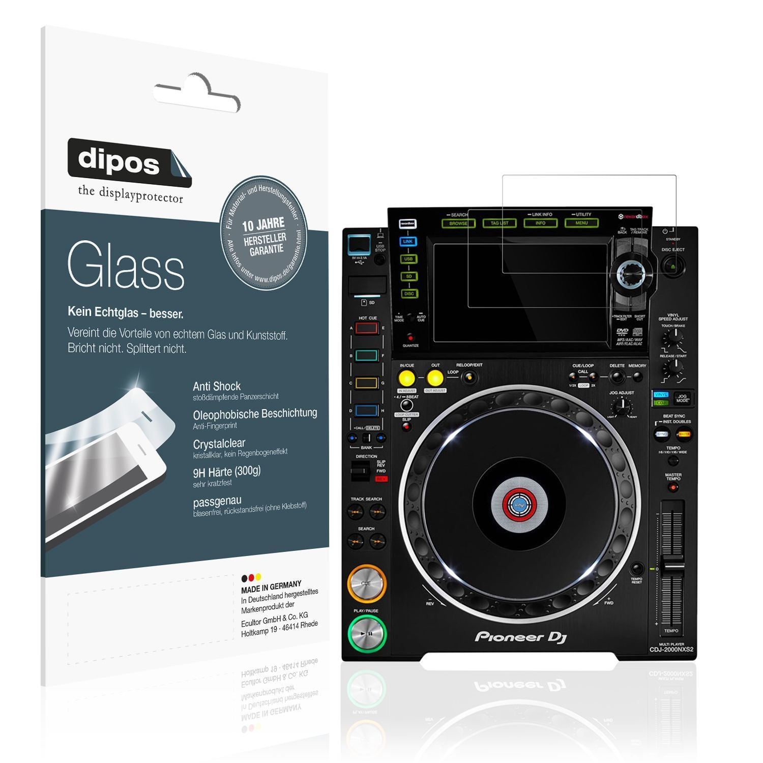 2x 9H Schutzfolie für Pioneer CDJ-2000NXS2 Display (1)