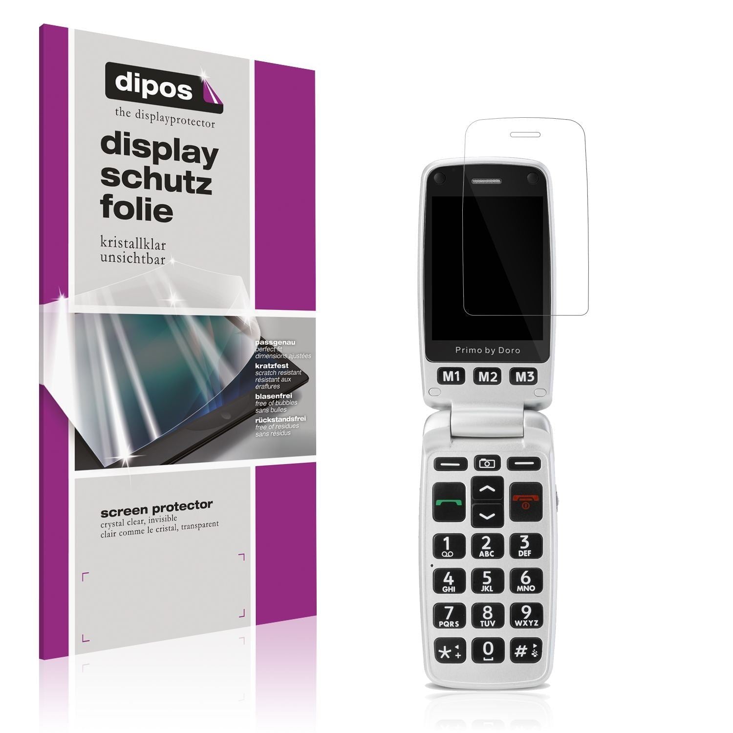 4x Schutzfolie klar für Doro Primo 413 Display-Sch (1)