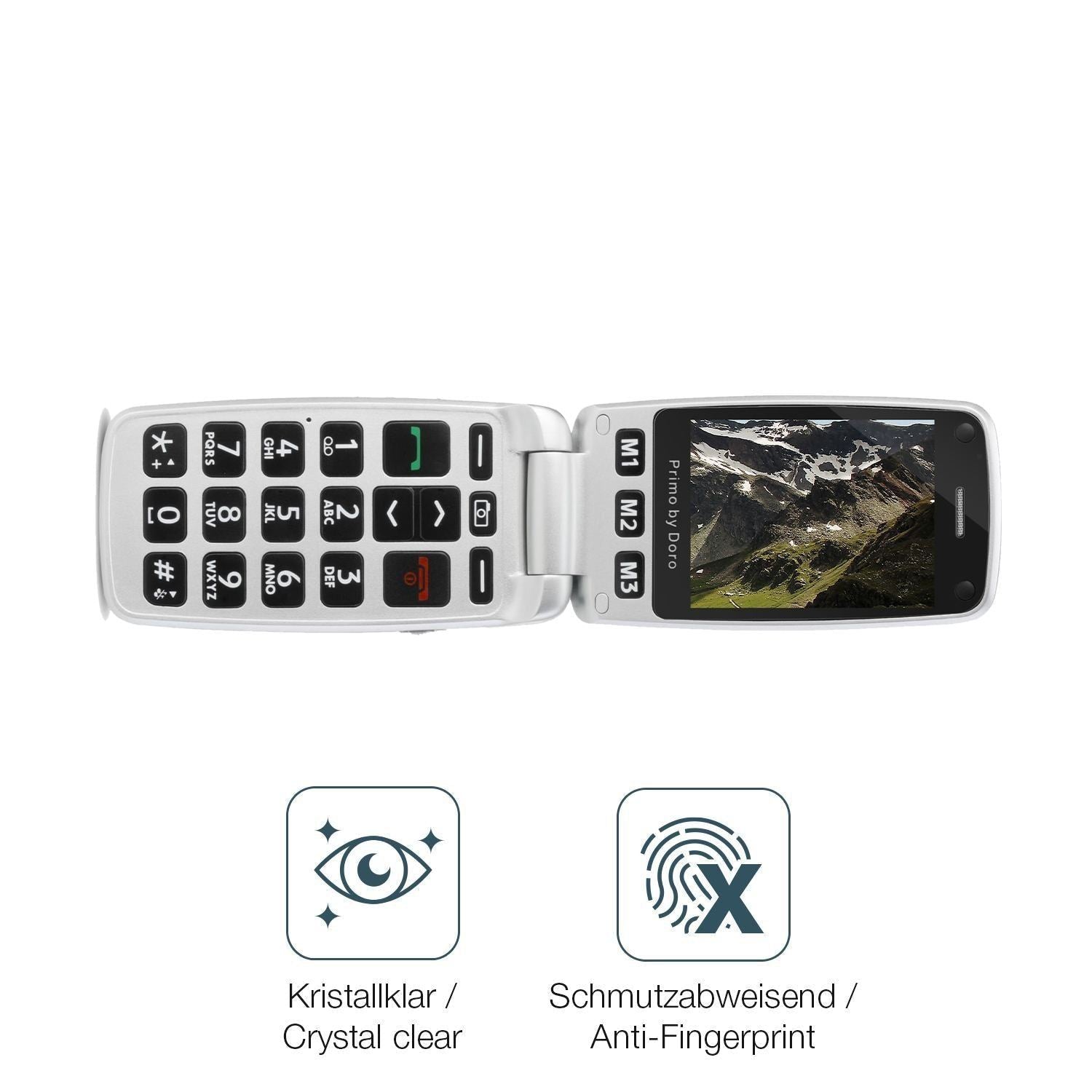 4x Schutzfolie klar für Doro Primo 413 Display-Sch (4)