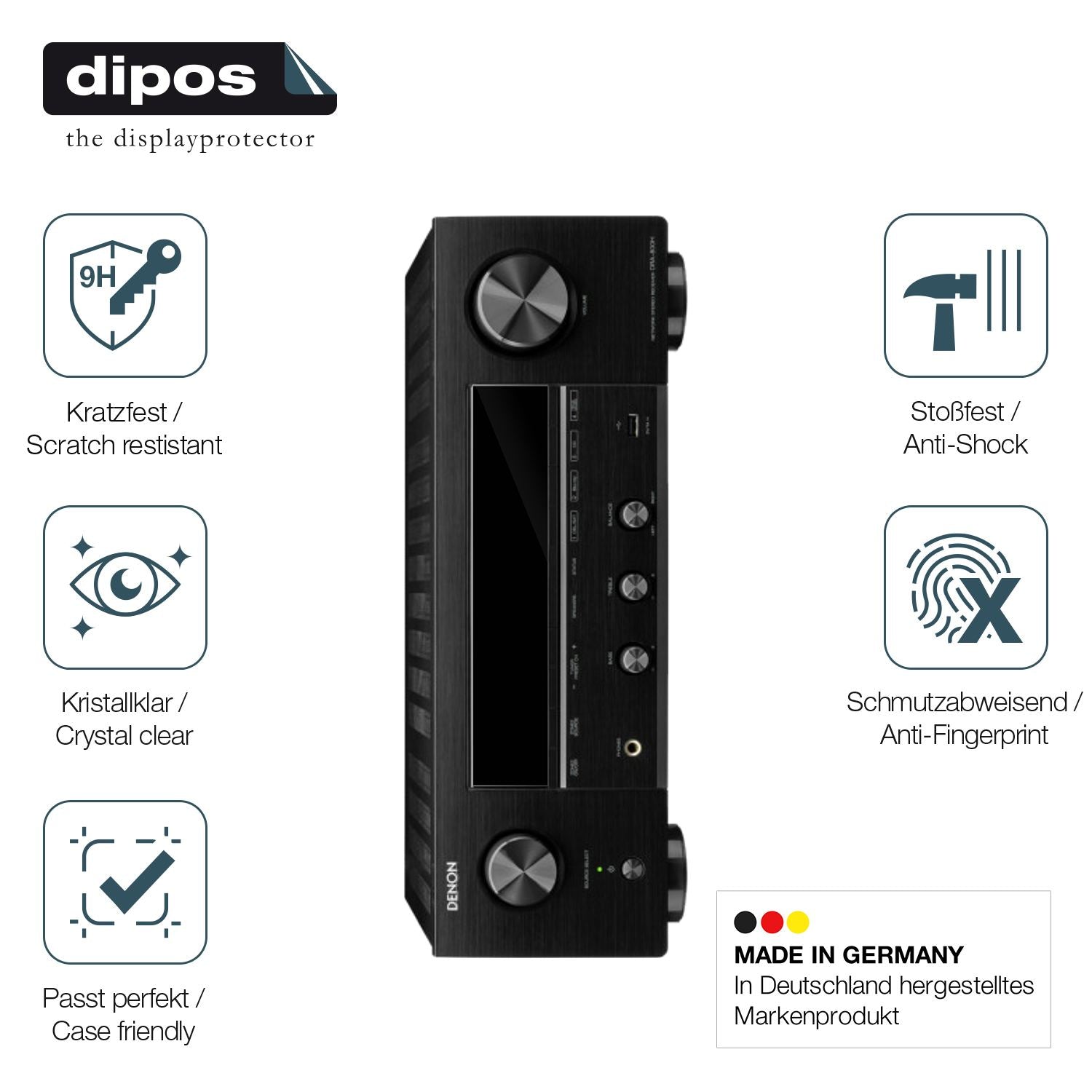 2x 9H Schutzfolie für Denon DRA-800H Panzerfolie (7)