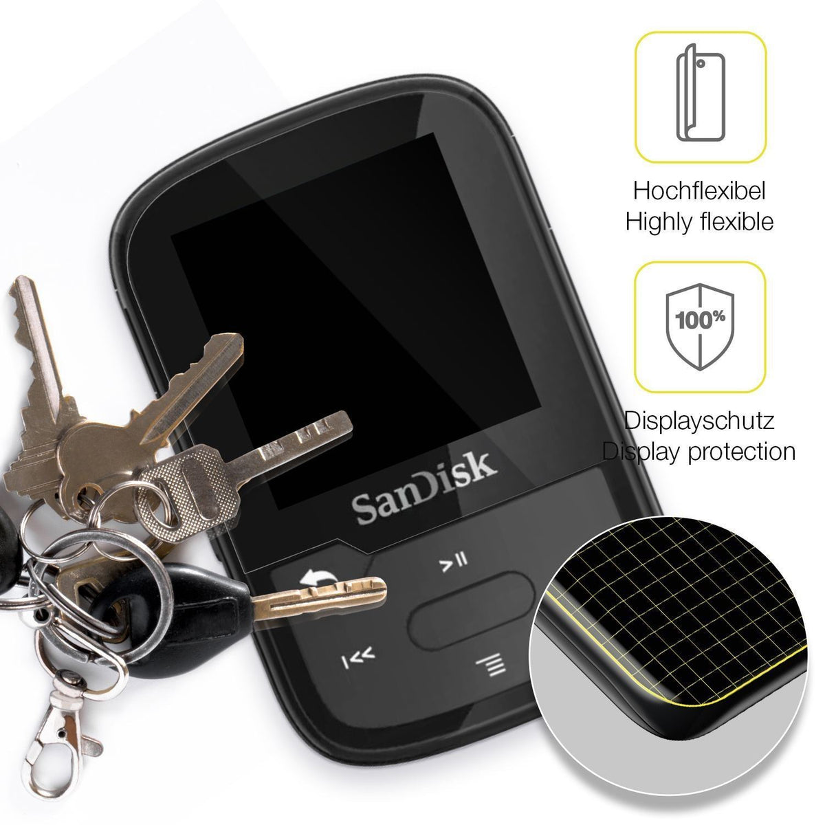 2x 3D Full Cover Schutzfolie für SanDisk Clip Spor (3)