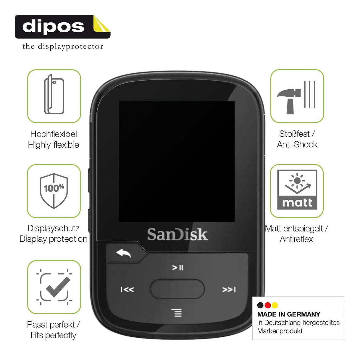 2x Full Cover Schutzfolie matt für SanDisk Clip Sp (7)