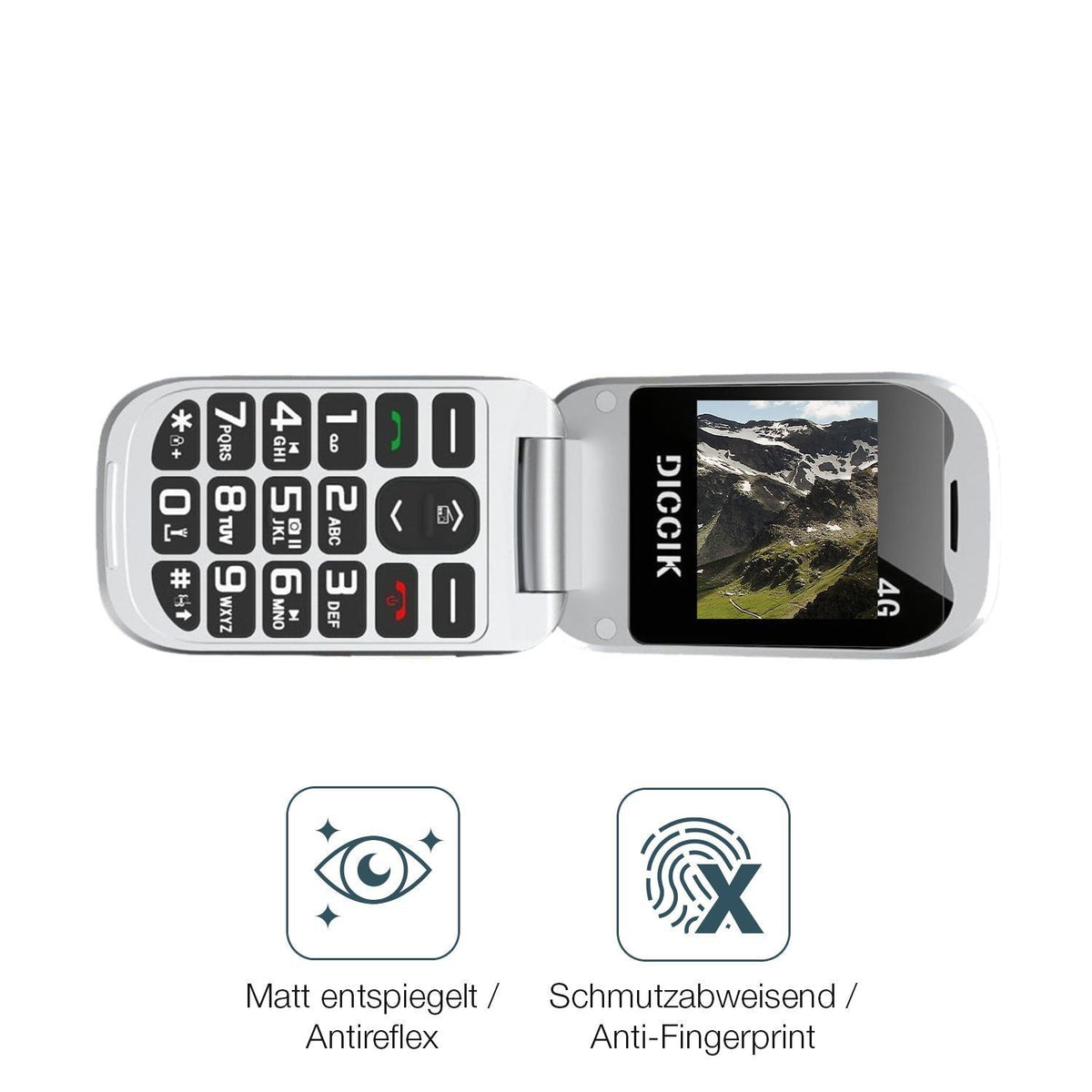 2x 9H Schutzfolie matt für Diccik Seniorenhandy K0 (5)