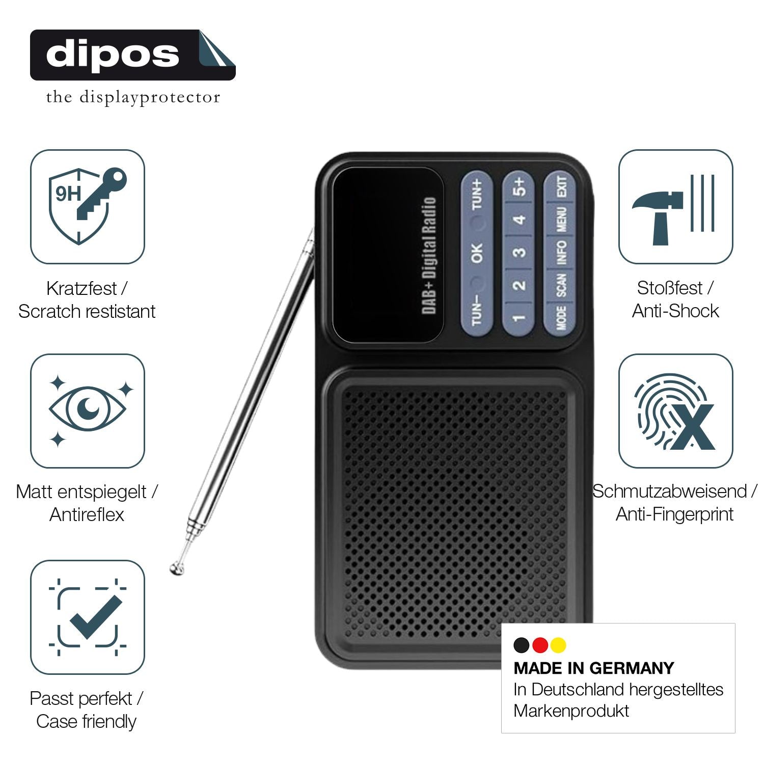 2x 9H Schutzfolie matt für Gallypek DAB Radio Panz (7)