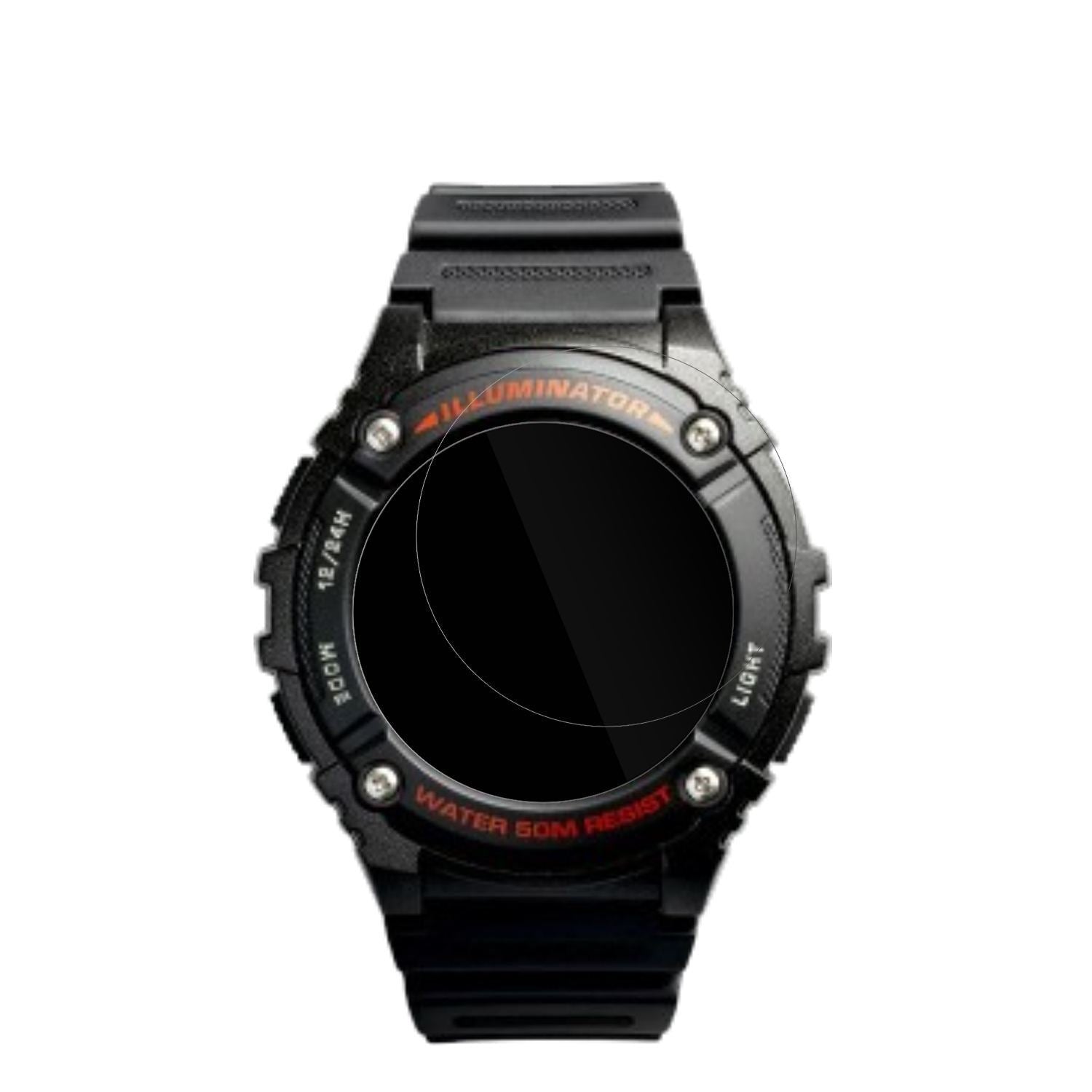 6x Schutzfolie klar für Casio W-2016H-1AV Rund Dis (2)