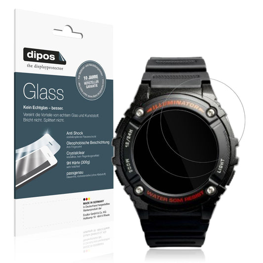 2x 9H Schutzfolie für Casio W-2016H-1AV Rund Panze (1)