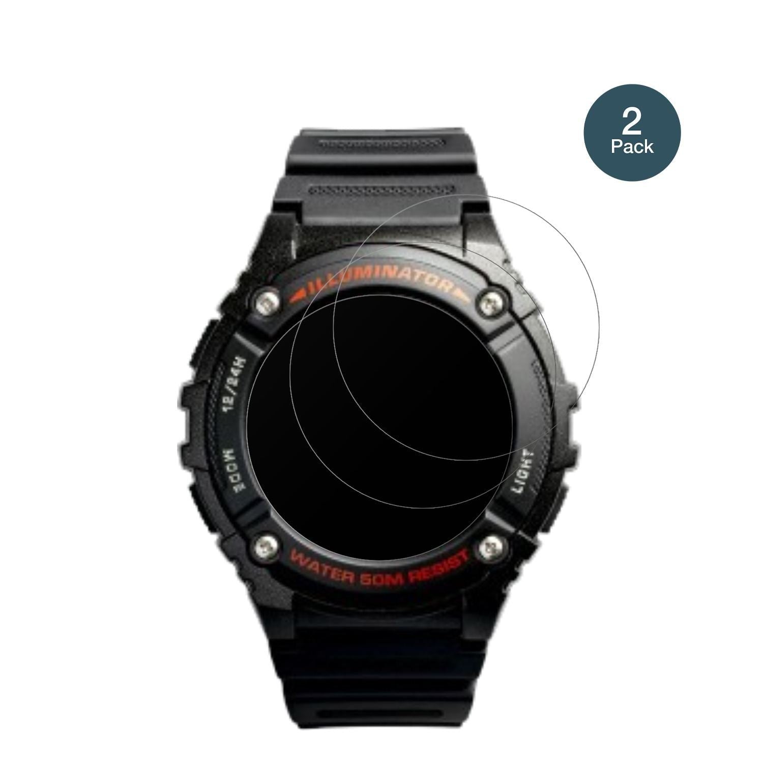 2x 9H Schutzfolie matt für Casio W-2016H-1AV Rund  (2)