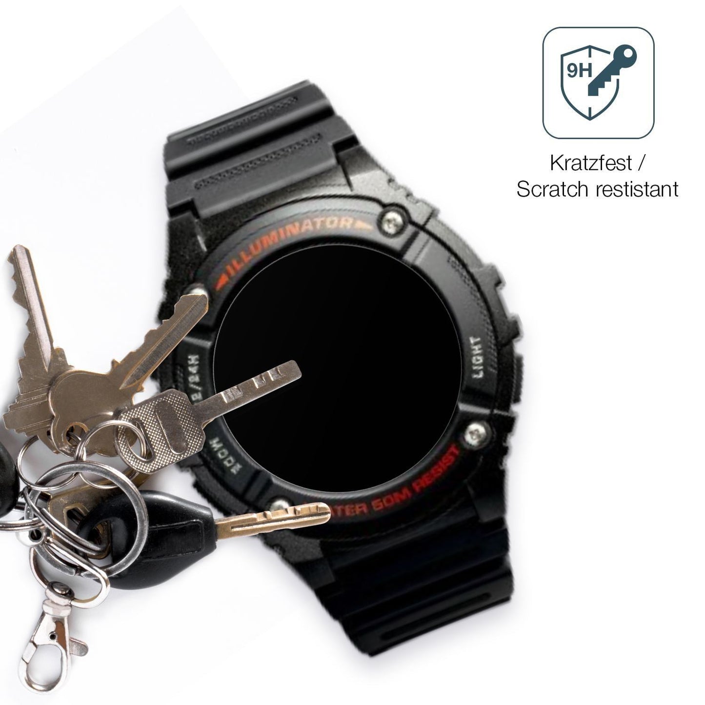 2x 9H Schutzfolie matt für Casio W-2016H-1AV Rund  (3)