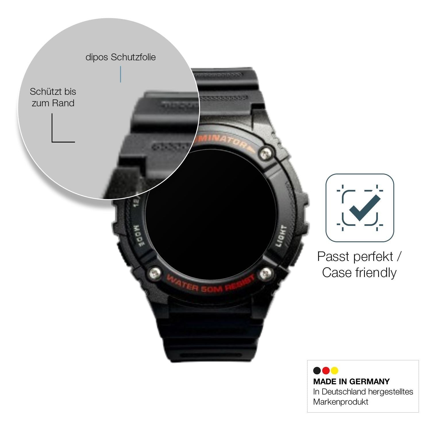 2x 9H Schutzfolie matt für Casio W-2016H-1AV Rund  (6)