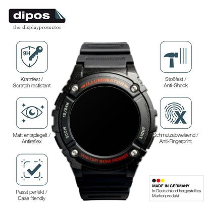 2x 9H Schutzfolie matt für Casio W-2016H-1AV Rund  (7)