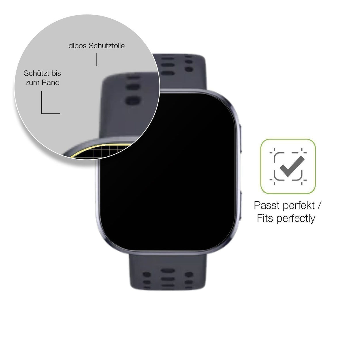 2x Full Cover Schutzfolie matt für Huami Amazfit B (6)