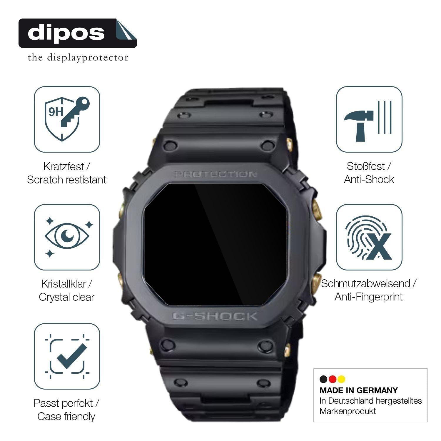 2x 9H Schutzfolie für Casio W-216H-1AV Eckig Panze (7)