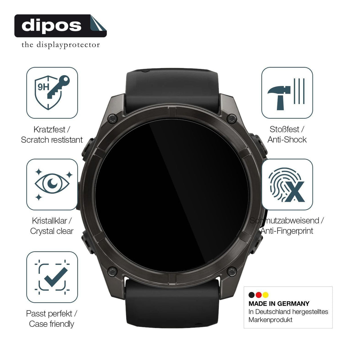 2x 9H Schutzfolie für Garmin Fenix 8 43mm Panzerfo (7)