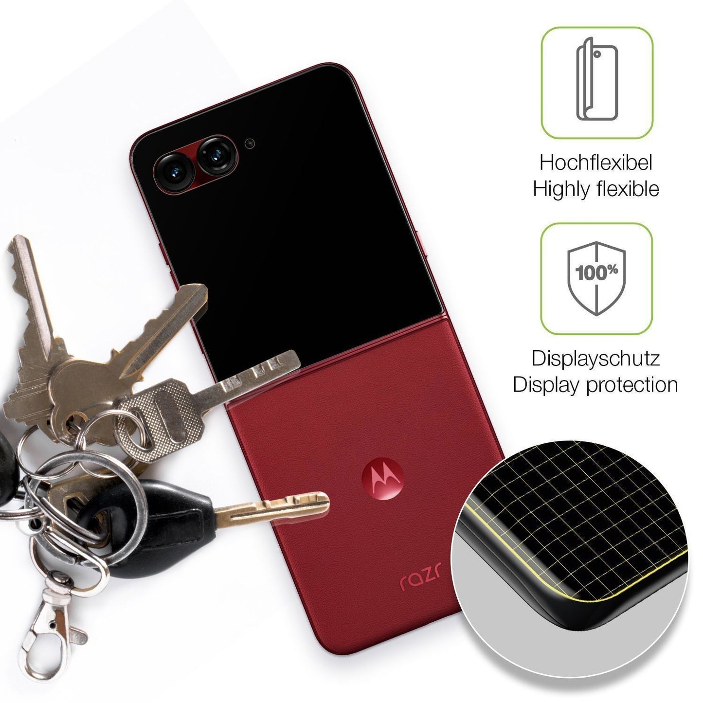 2x Full Cover Schutzfolie matt für Motorola Razr 6 (3)