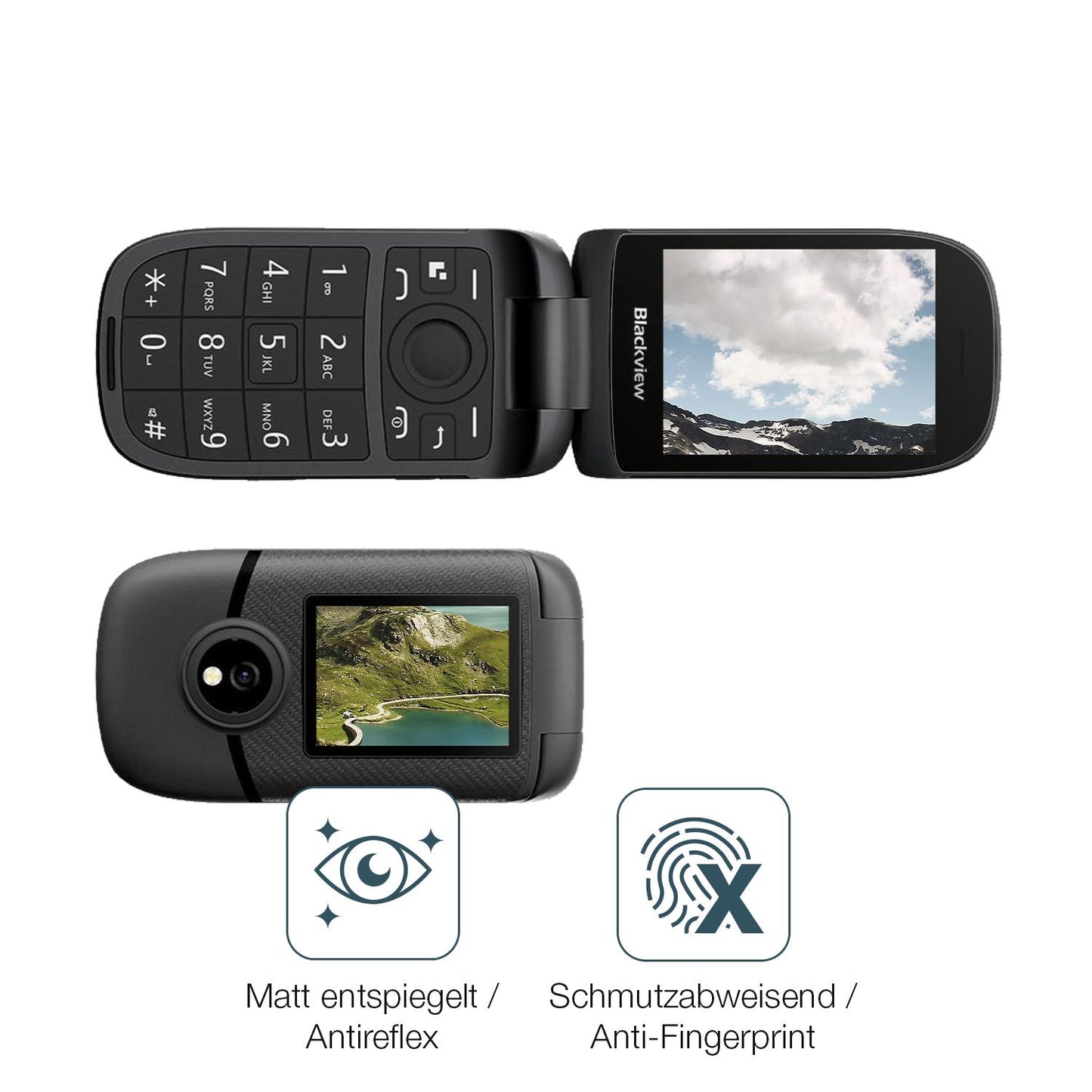 2x 9H Schutzfolie matt für Blackview N2000 Flip Pa (5)
