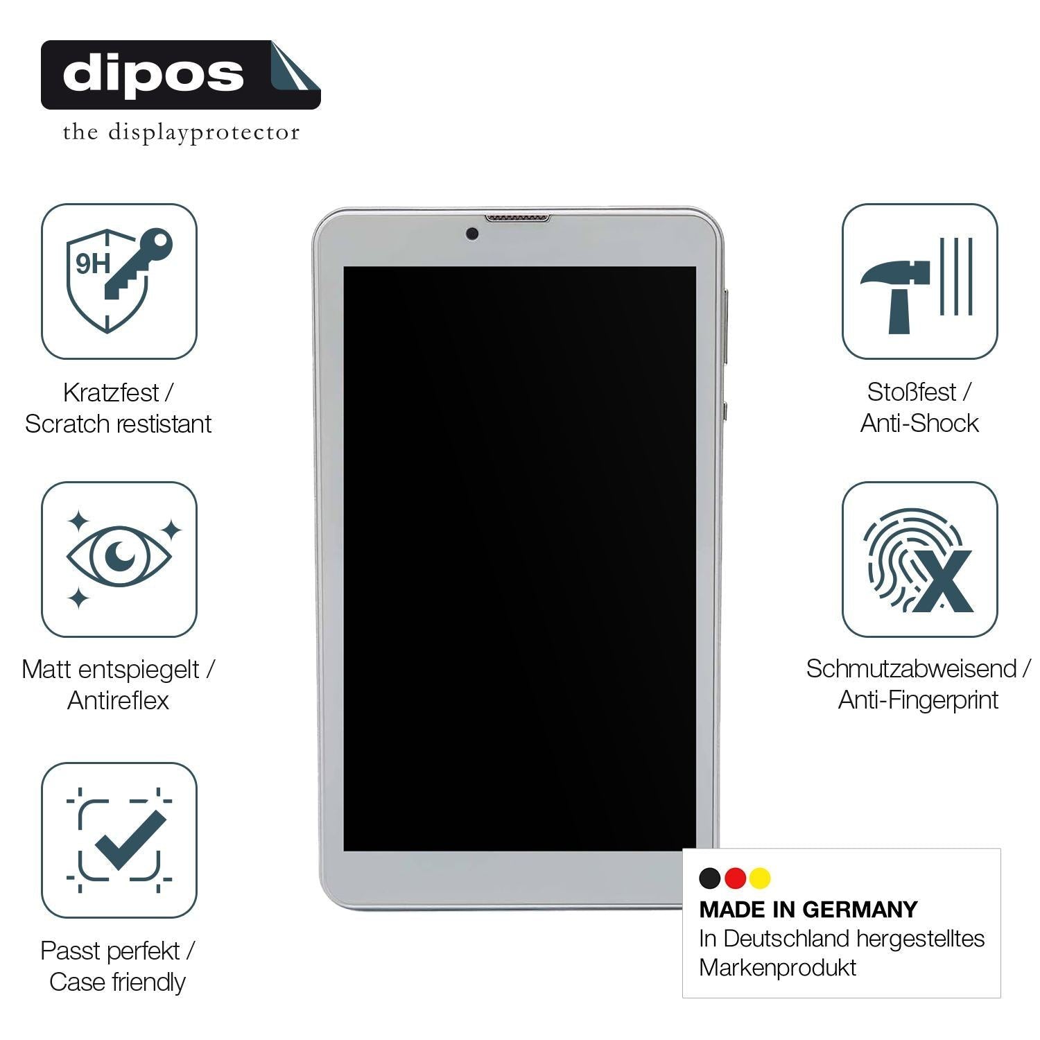 2x 9H Schutzfolie matt für Garsent 7 Zoll Tablet P (7)