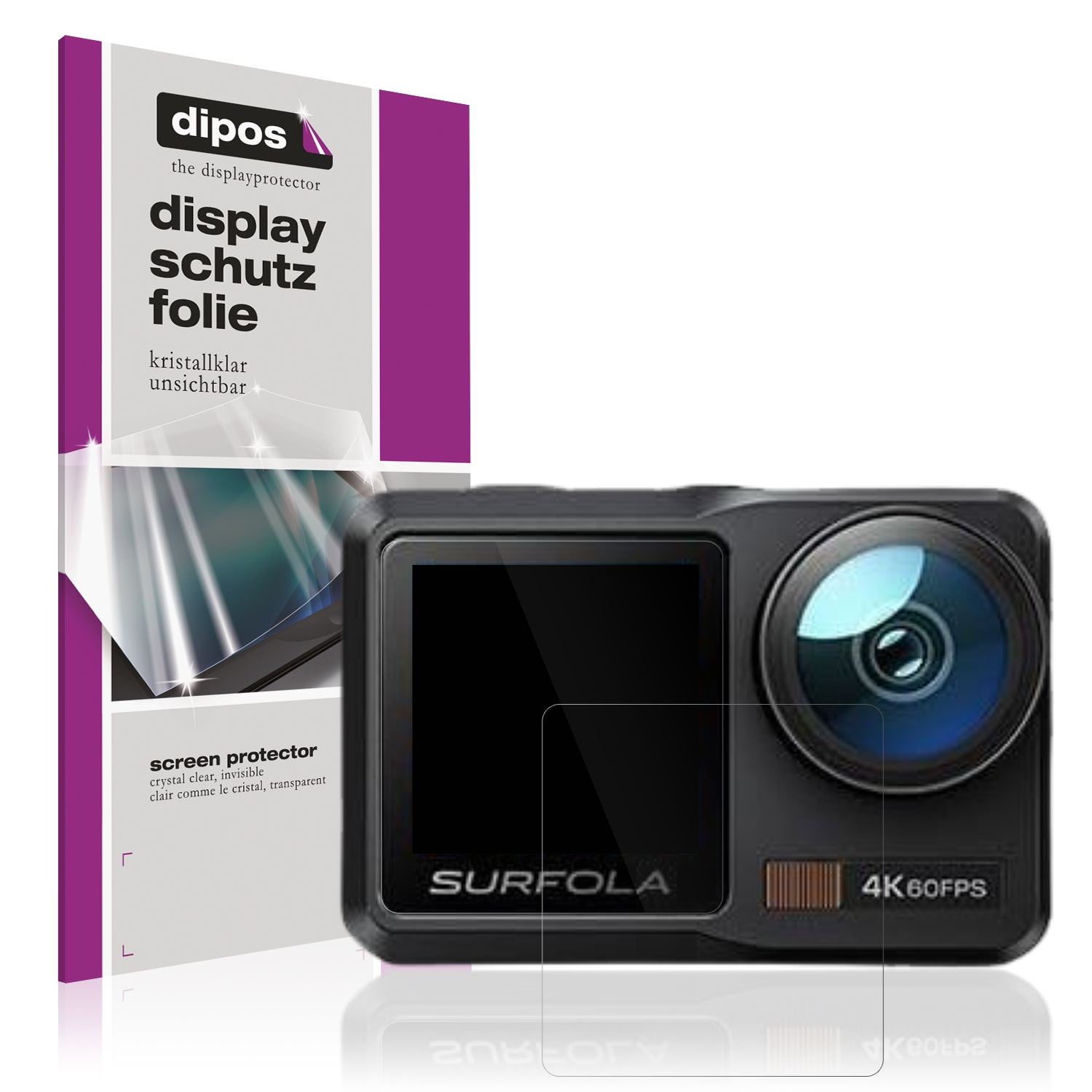 4x Schutzfolie klar für Surfola Action Cam 4K Disp (1)