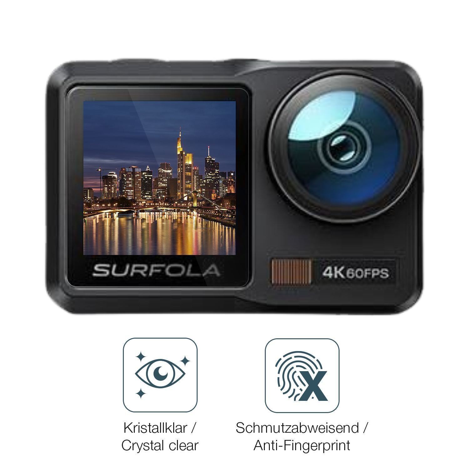 4x Schutzfolie klar für Surfola Action Cam 4K Disp (4)
