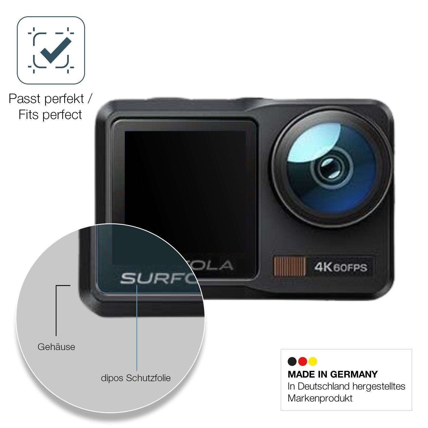 2x 9H Schutzfolie matt für Surfola Action Cam 4K P (6)