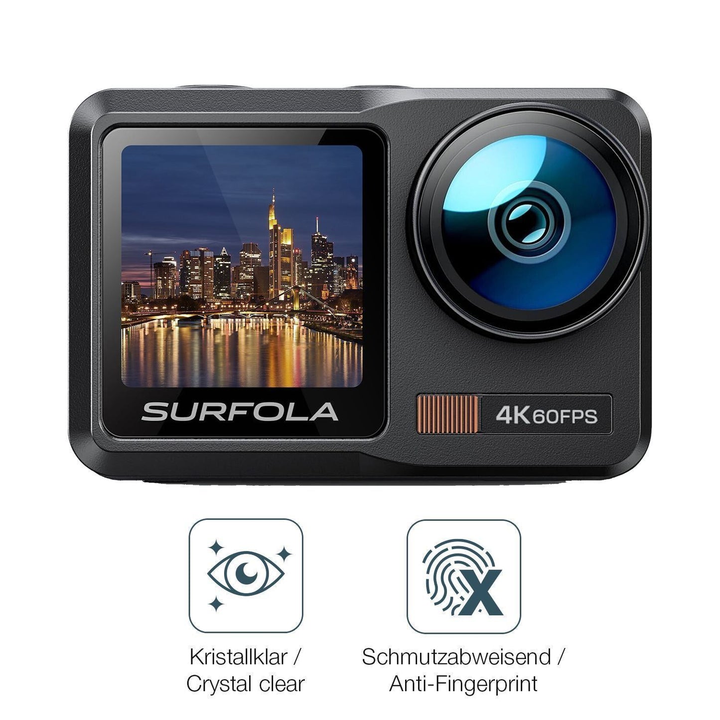 2x 9H Schutzfolie für Surfola SF630 Action Cam Pan (5)