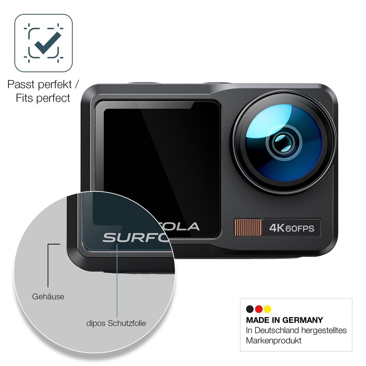 2x 9H Schutzfolie für Surfola SF630 Action Cam Pan (6)