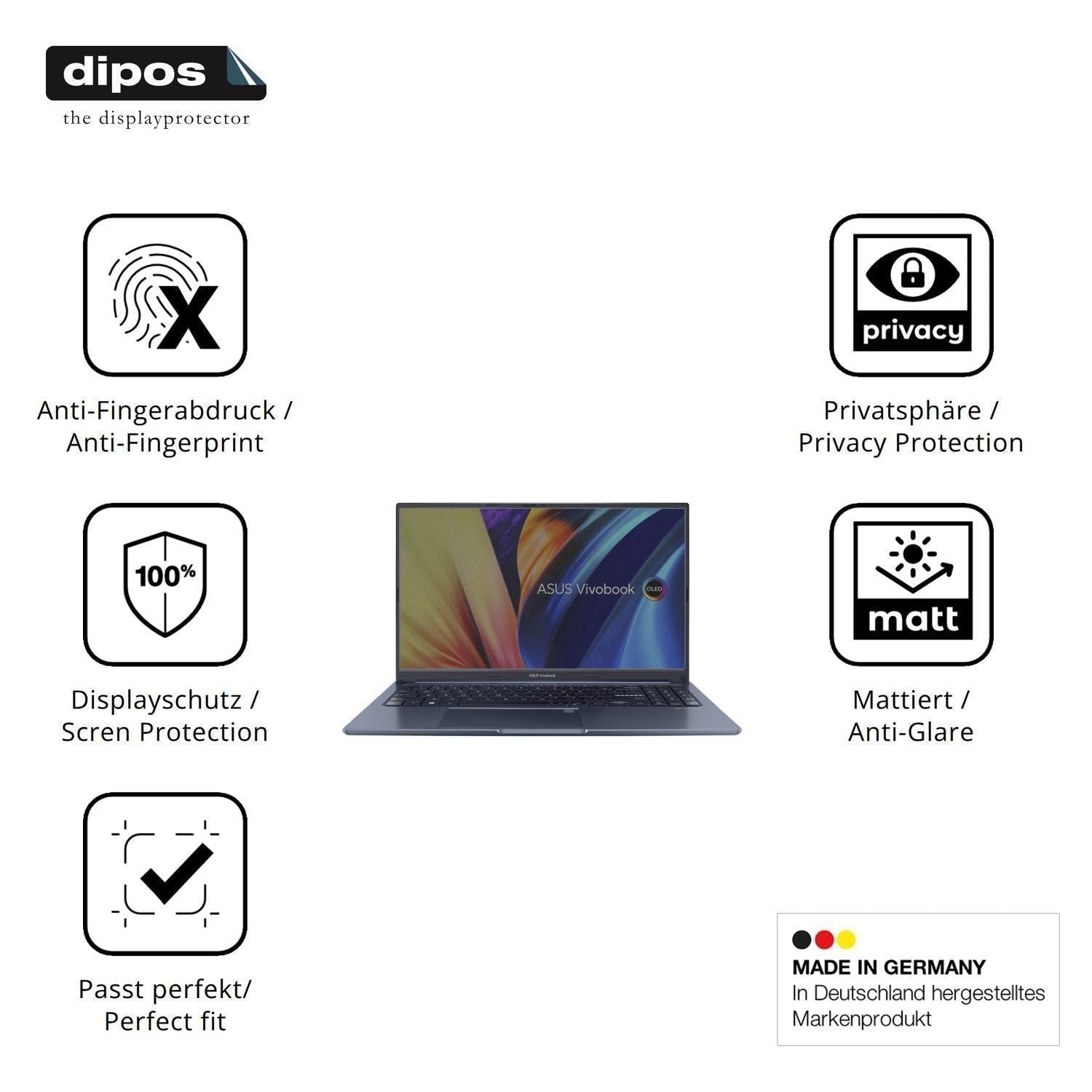 Blickschutzfolie für ASUS Vivobook 15X matt Schutz (5)
