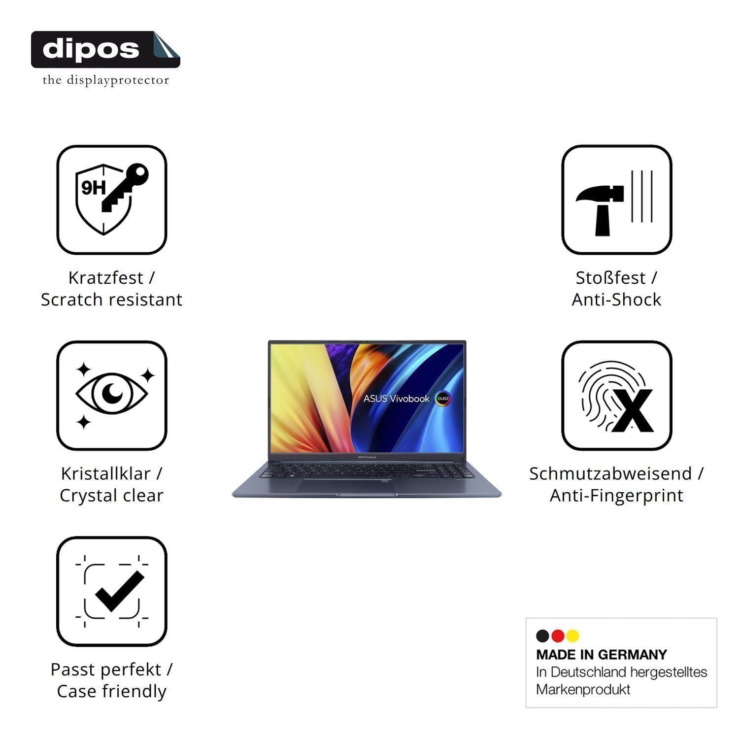 2x 9H Schutzfolie für ASUS Vivobook 15X Panzerfoli (7)