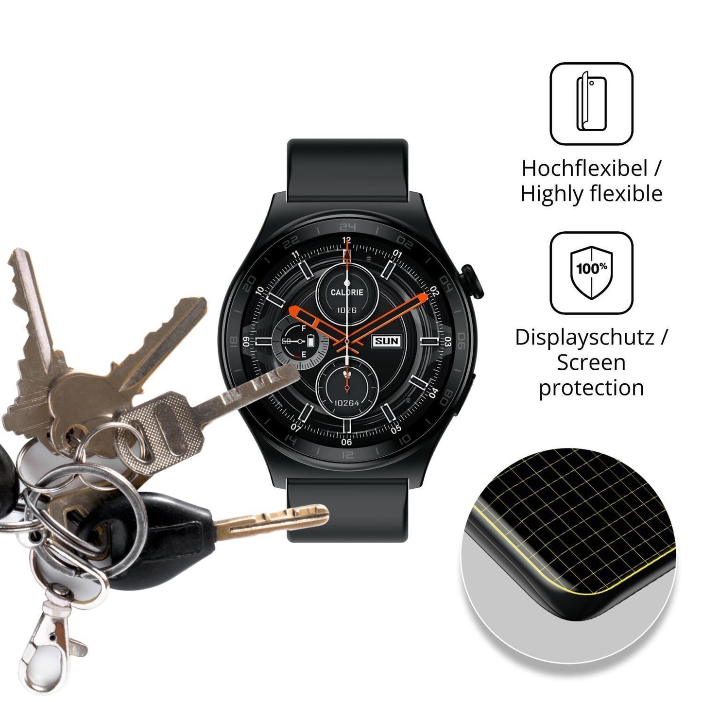2x 3D Full Cover Schutzfolie für Infinix Xwatch XW (3)